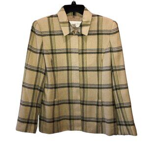 Vintage Doncaster Medium?? Yellow Plaid Silk Button Front Pockets Blazer Jacket